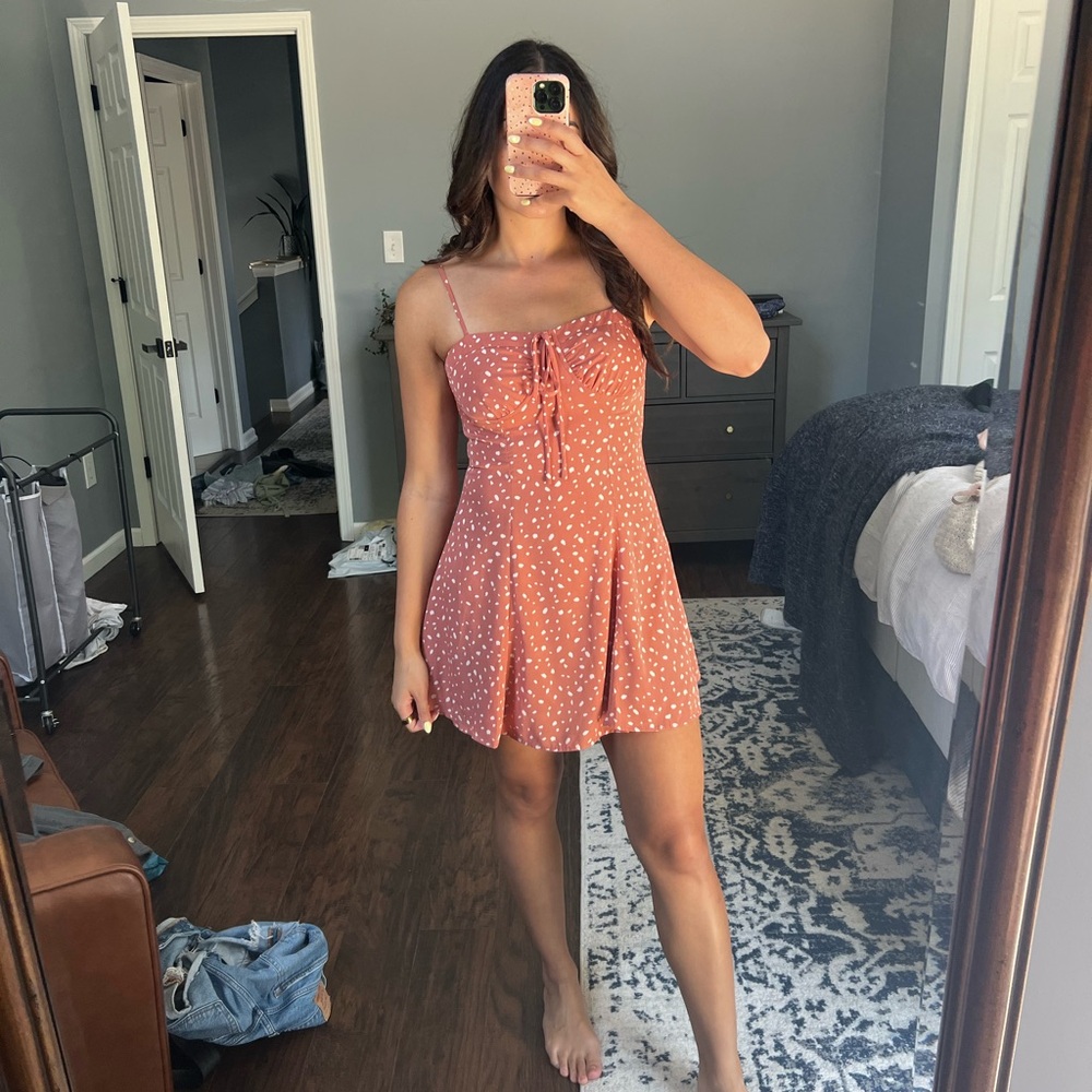 Pink Polka-Dot Mini Dress